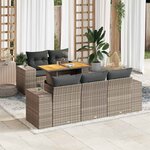 vidaXL Salon de jardin 6 Pièces avec coussins gris résine tressée