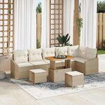 vidaXL Ensemble de canapé de jardin 9 Pièces Beige Poly rotin