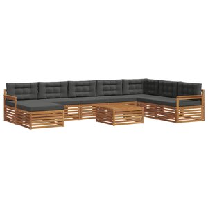 vidaXL Ensemble de canapés d'extérieur 9 pc Naturel et Anthracite