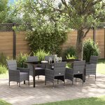 vidaXL Set de jardin 7 pièces Gris Rotin Poly