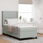 Lit Box Spring avec Matelas & Lumière LED Gris clair 90x200 cm Velours