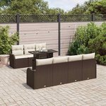vidaXL Ensemble de canapé de jardin 8 Pièces Marron Poly Rattan