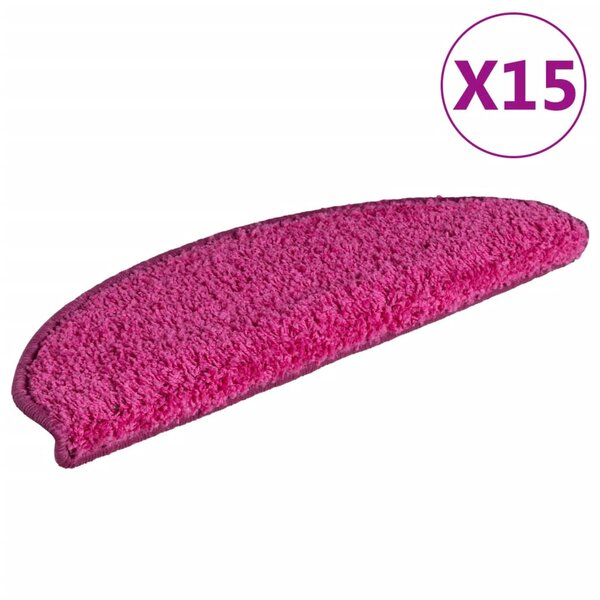 vidaXL Tapis d'escalier 15 pièces 65 x 21 x 4 cm Rose Demi-rond Grand