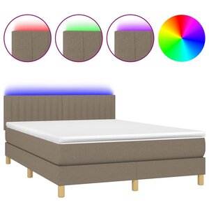 vidaXL Sommier à lattes de lit avec matelas LED Taupe 140x190 cm Tissu