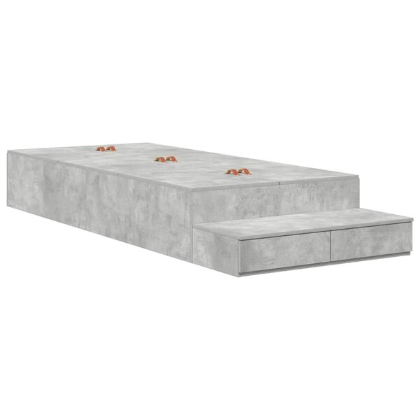 vidaXL Cadre de lit de rangement Gris béton 90x190 cm