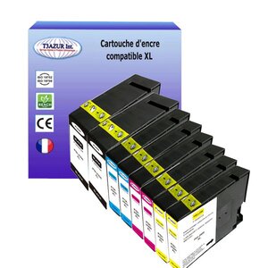 8 Cartouches compatibles avec  Canon PGI2500XL (2Bk/2C/2M/2Y) - T3AZUR