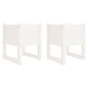 vidaXL Jardinières 2 Pièces Blanc 40x40x52 5 cm Bois massif de pin