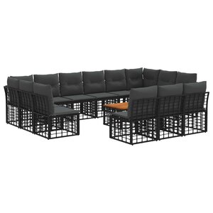 vidaXL Ensemble de canapés d'extérieur 14 Pièces Noir et Gris foncé