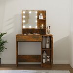 vidaXL Coiffeuse avec LED Chêne fumé 86 5x35x136 cm