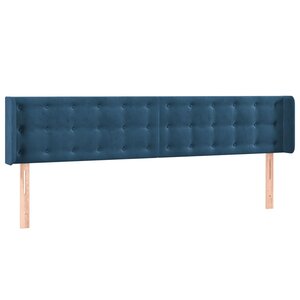 vidaXL Tête de lit avec oreilles Bleu foncé 183x16x78/88 cm Velours