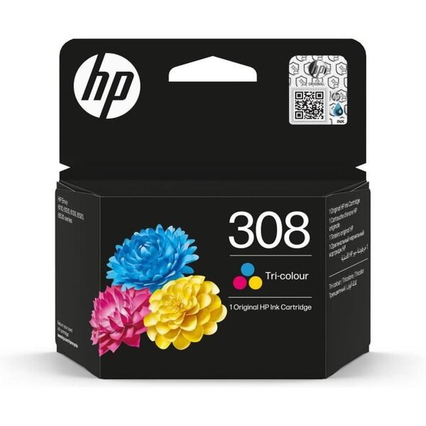 Cartouche d'encre HP 308 authentique tricolore (7FP20UE) pour HP Envy 6110  6120  6130  6520  6530