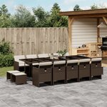vidaXL Ensemble à manger de jardin avec coussins 15 Pièces marron rotin