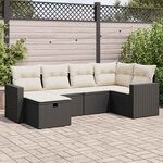 vidaXL Salon de jardin 6 Pièces avec coussins noir résine tressée