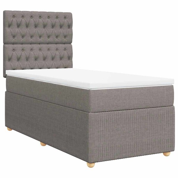 vidaXL Sommier à lattes de lit avec matelas Taupe 90x190 cm Tissu