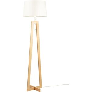 Lampadaire à LED ALUMINOR Sacha bois et blanc