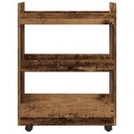 vidaXL Chariot de rangement étroit 3 niveaux vieux bois