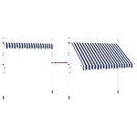 vidaXL Auvent rétractable manuel 300 cm Rayures bleues et blanches