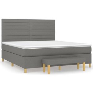 vidaXL Sommier à lattes de lit avec matelas Gris foncé 160x200cm Tissu