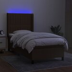 vidaXL Sommier à lattes de lit matelas LED Marron foncé 90x190cm Tissu
