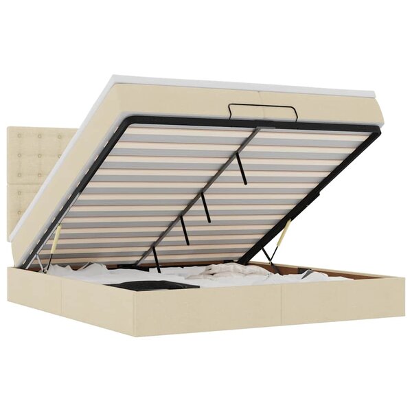 VidaXL Cadre de lit ottoman avec matelas crème 200x200cm tissu