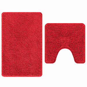 vidaXL Ensemble de tapis de bain antidérapants 2 Pièces Rouge PP