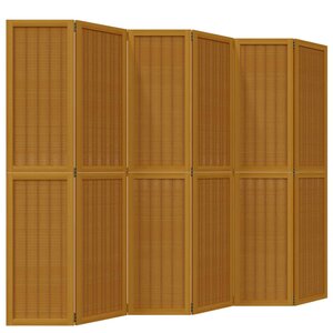vidaXL Cloison de séparation 6 panneaux marron bois paulownia massif