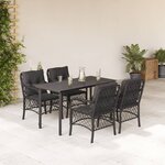 vidaXL Ensemble à manger de jardin coussins 5Pièces Noir Résine tressée