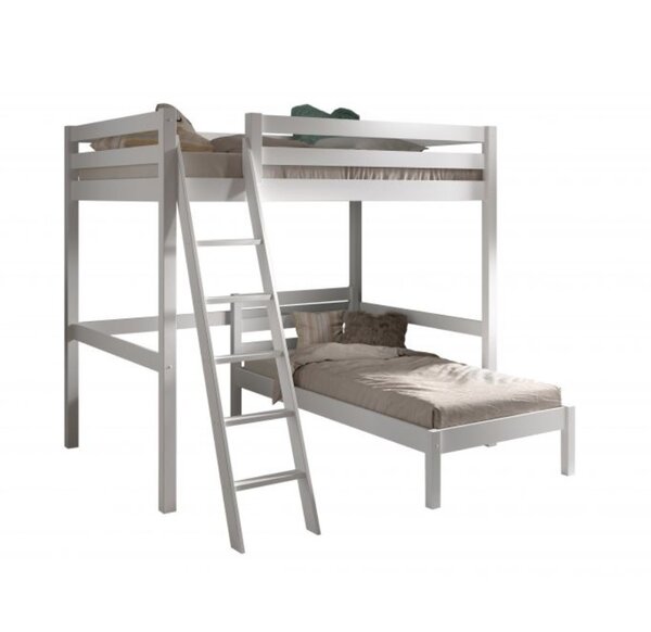 PINO blanc mezzanine 140x200 + lit simple