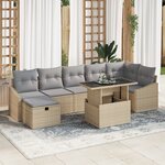 vidaXL Ensemble de canapé de jardin 8 pièces avec coussins Beige Poly Rattan