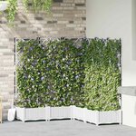 vidaXL Bac à fleurs avec Treillis 5 Pièces Blanc 120 x 120 x 125.5 cm PP