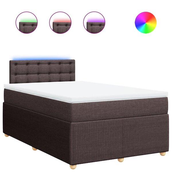 vidaXL Sommier à lattes de lit et matelas marron foncé 120x190cm tissu