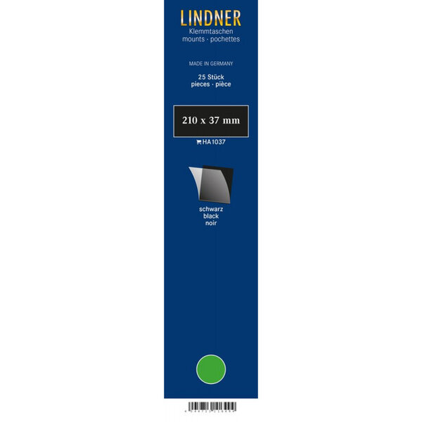 Bandes simple soudure 210 x 37 mm pour timbres-poste. Fond - Noir