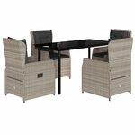 vidaXL Ensemble à manger de jardin et coussins 5 Pièces gris clair rotin