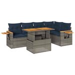 vidaXL Salon de jardin avec coussins 6 Pièces gris résine tressée acacia