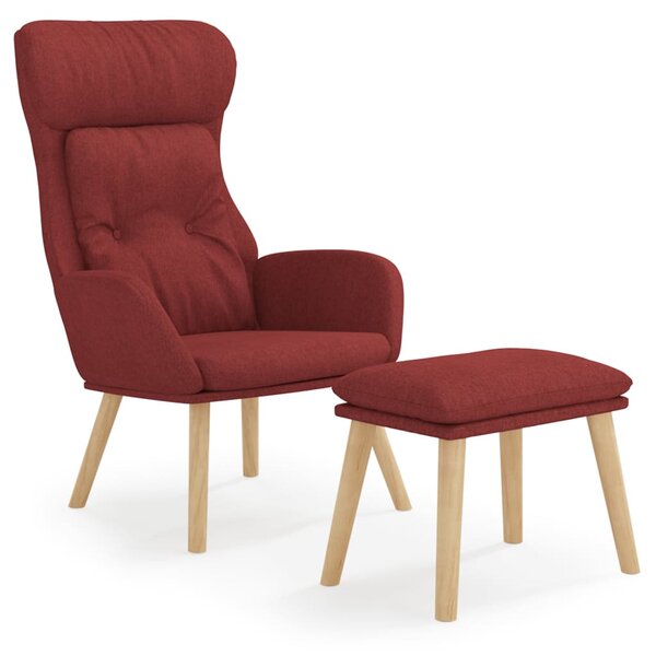 vidaXL Chaise de relaxation avec repose-pied Rouge bordeaux Tissu