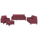 vidaXL Ensemble de canapés 4 Pièces avec coussins Rouge bordeaux Tissu