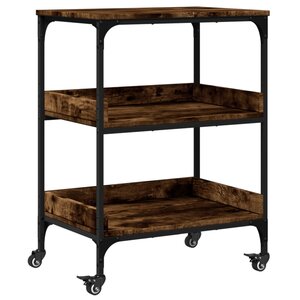 vidaXL Chariot de cuisine chêne fumé 60x41x80 5 cm bois d'ingénierie