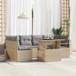 Ensemble de canapé de jardin de 7 pièces avec coussins beige en poly rotin
