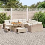 vidaXL Ensemble de canapé de jardin 13 Pièces Beige polyrotin
