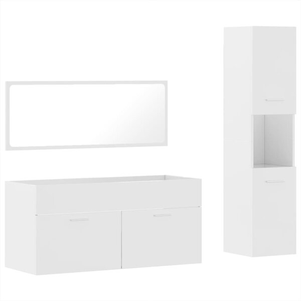 vidaXL Ensemble de meubles de salle de bain 3 Pièces blanc brillant