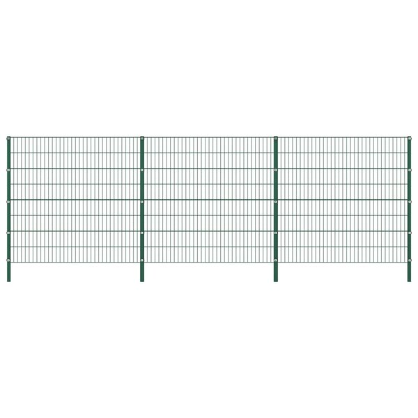 vidaXL Panneau de clôture avec poteaux Fer 5 1 x 1 6 m Vert