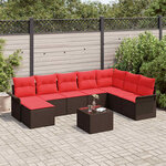 vidaXL Ensemble de canapé de jardin 9 Pièces Marron polyrotin