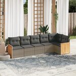 vidaXL Salon de jardin 6 Pièces avec coussins gris résine tressée