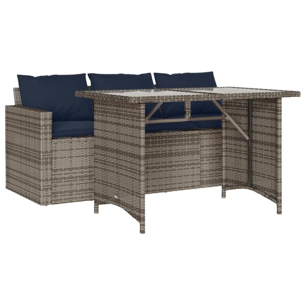 vidaXL Ensemble à manger de jardin et coussins 2 Pièces gris rotin
