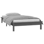 vidaXL Cadre de lit à LED sans matelas gris 100x200 cm bois massif
