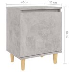 vidaXL Table de chevet avec pieds en bois Gris béton 40x30x50 cm