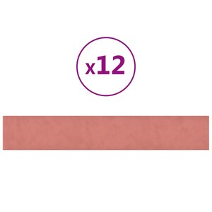 vidaXL Panneaux muraux 12 Pièces Rose 90x15 cm Velours 1 62 m²
