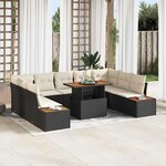vidaXL Ensemble de salle à manger pour jardin 10 Pièces Noir et Beige
