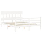 vidaXL Cadre de lit avec tête de lit blanc 160x200 cm bois massif