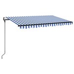 vidaXL Auvent automatique capteur de vent/LED 450x300 cm Bleu et blanc